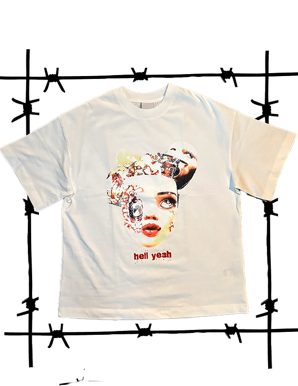 DISTORTED COLLAGE OVERSIZED WHITE TEE